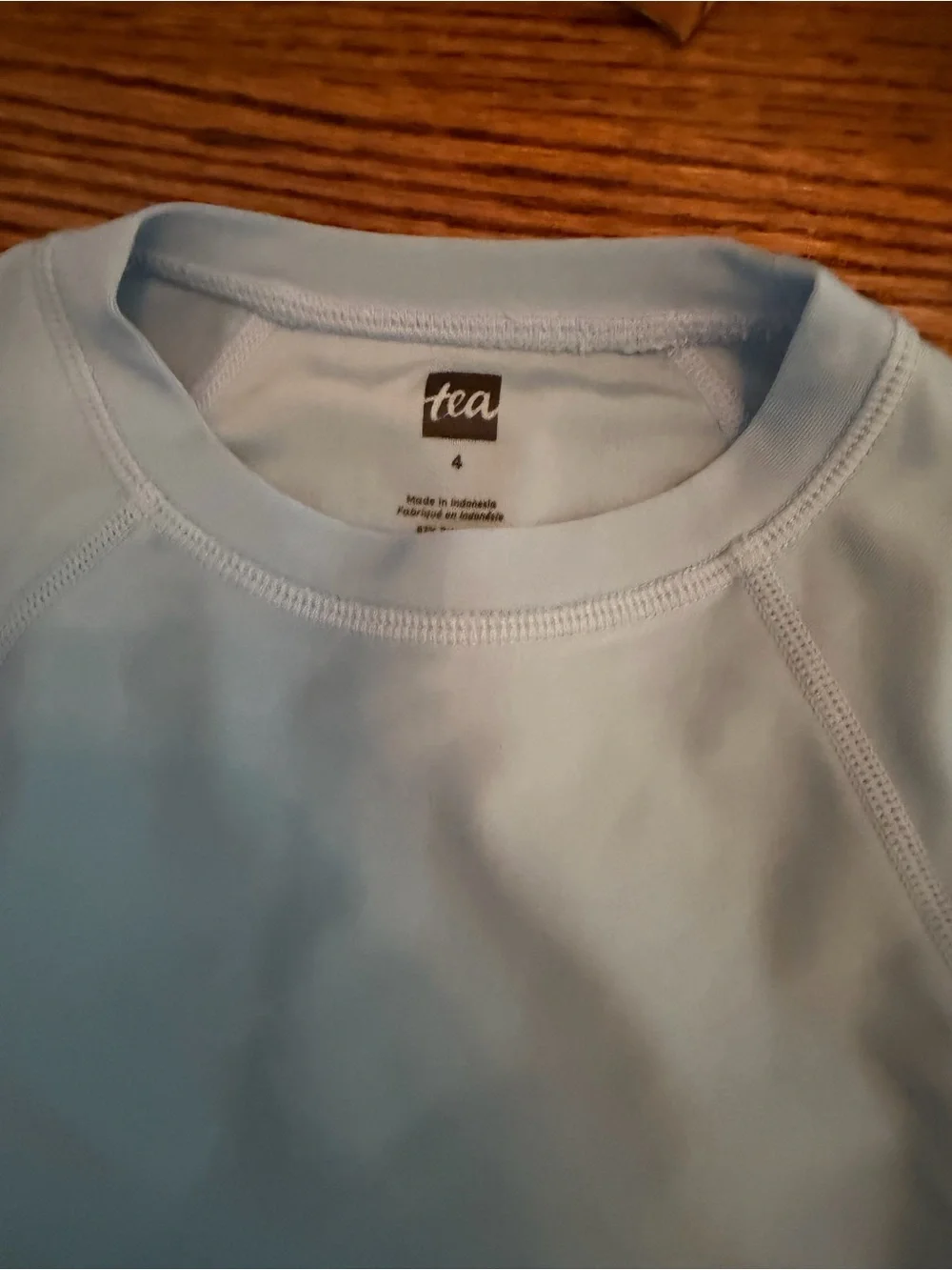 4T - Tea Collection Light Blue Rashguard Top with Tropical Palm Print